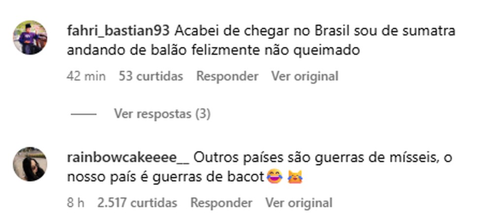 Indonésios reagem a críticas e invadem perfil de Lula no Instagram Indonésios 'revidam' ataque de brasileiros nas redes sociais após repercussão da morte de Juliana Marins (Foto: Reprodução)