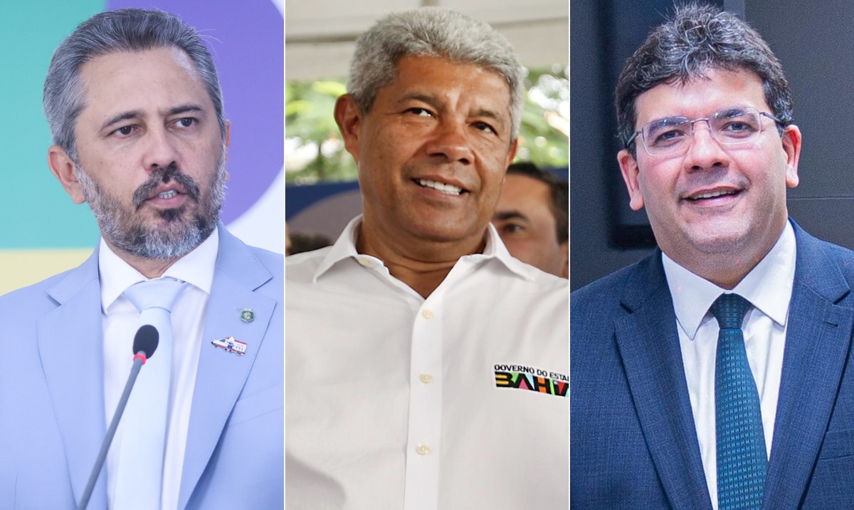 Os governadores petistas Elmano de Freitas (Ceará), Jerônimo Rodrigues (Bahia) e Rafael Fonteles (Piauí) disputarão a reeleição; em outros estados, PT deve abrir mão de candidaturas (Foto: Montagem com fotos de Valter Campanato/Agência Brasil, Matheus Landim/Governo da Bahia e Wesley Amancio/Governo do Piauí)