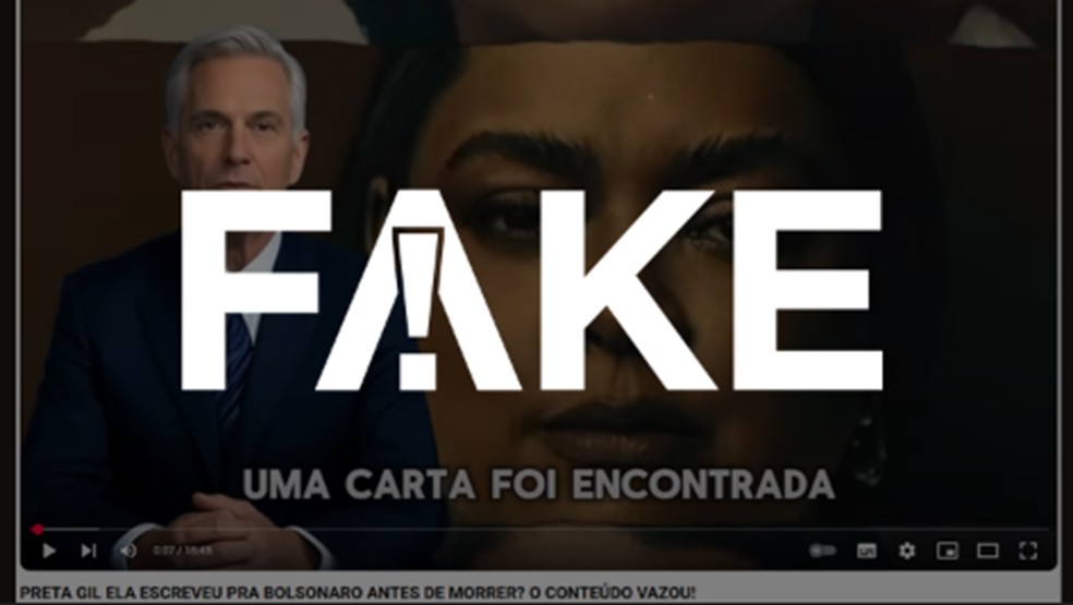 Preta Gil desmente boato sobre carta de desculpas a Bolsonaro antes de falecer É #FAKE que Preta Gil escreveu carta para Bolsonaro (Foto: Reprodução)