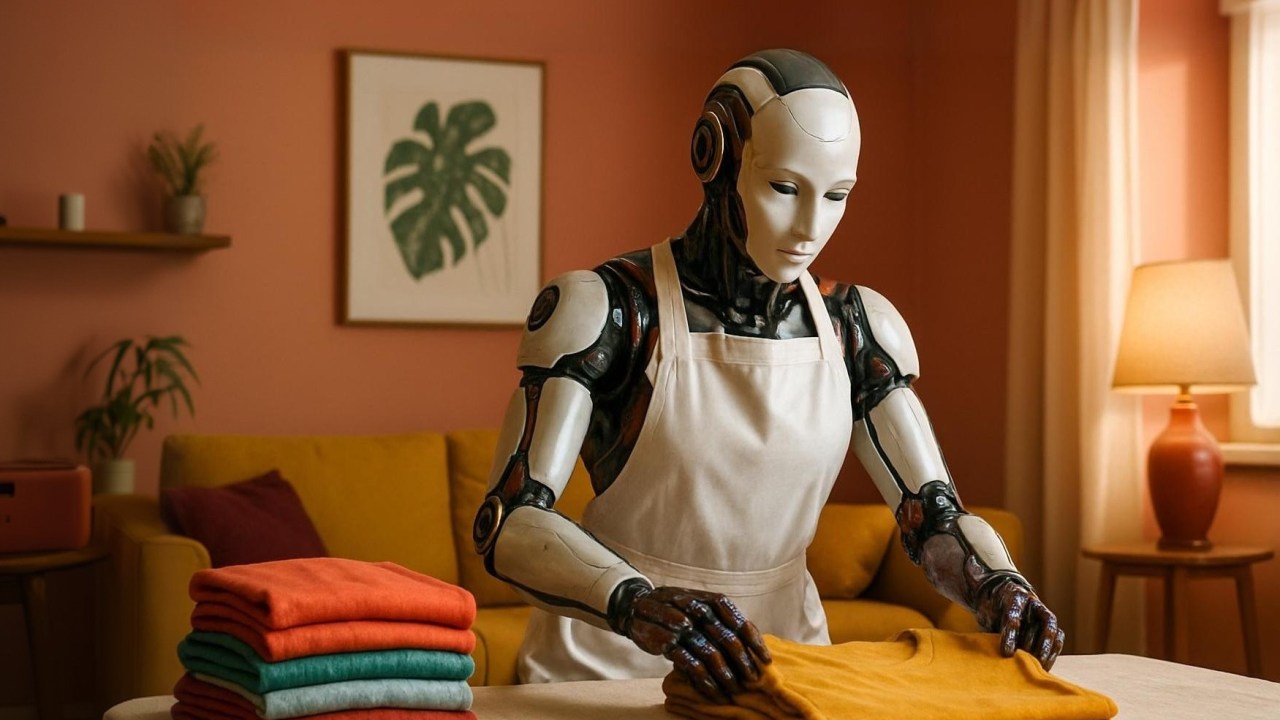 Tecnologia em desenvolvimento na Meta poderá servir como cérebro para robôs como este, que pedi para uma IA geradora de imagens criar (Foto: Alvaro Leme/Chat GPT Images/Reprodução)