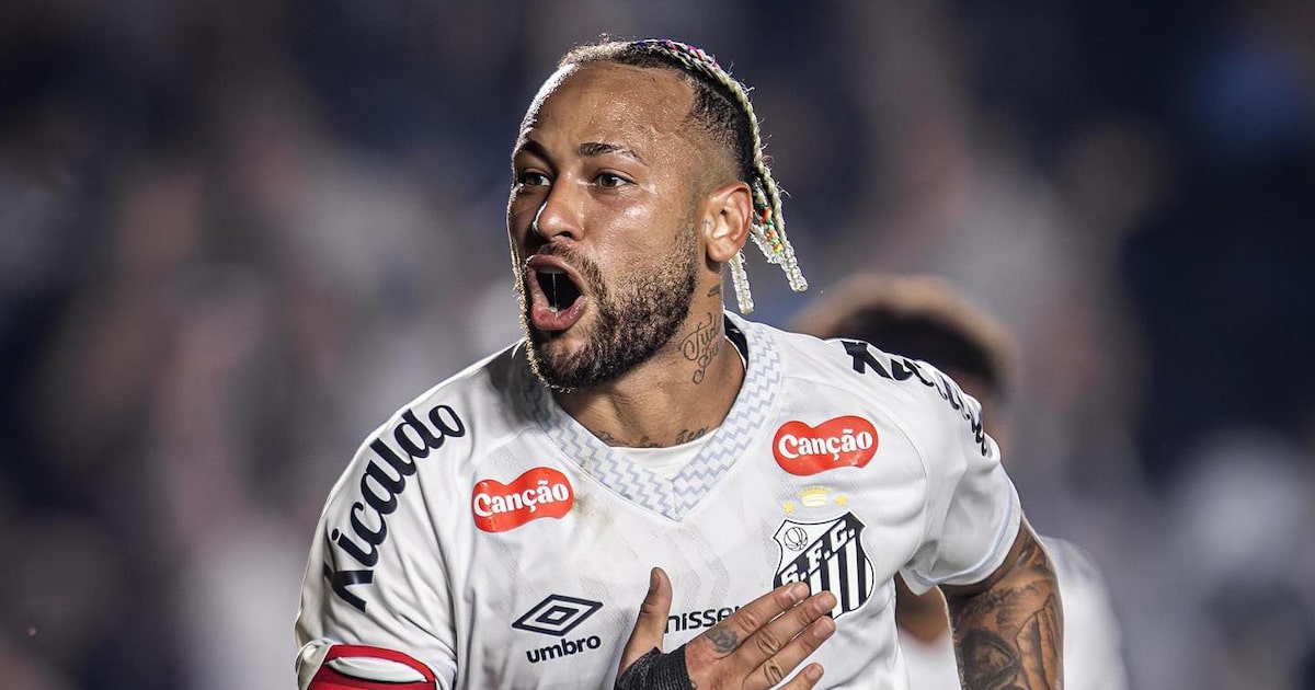 Neymar comemora o gol marcado diante do Flamengo. (Foto: Raul Baretta/Santos FC)
