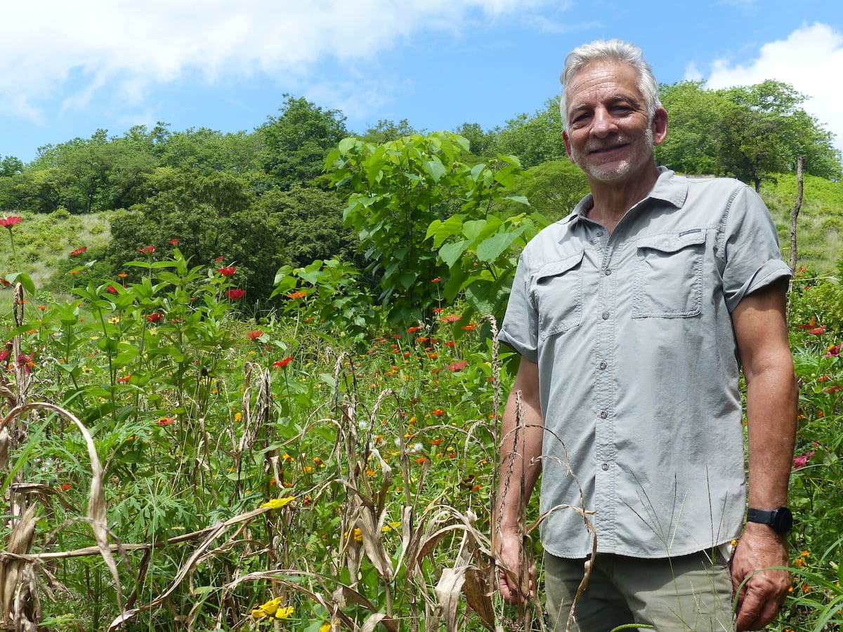 Eduard Müller, o reitor da Universidade para a Cooperação Internacional (UCI) da Costa Rica, em junho no rancho Kosmos em Río Seco (Costa Rica). (Foto: Ángeles Lucas)