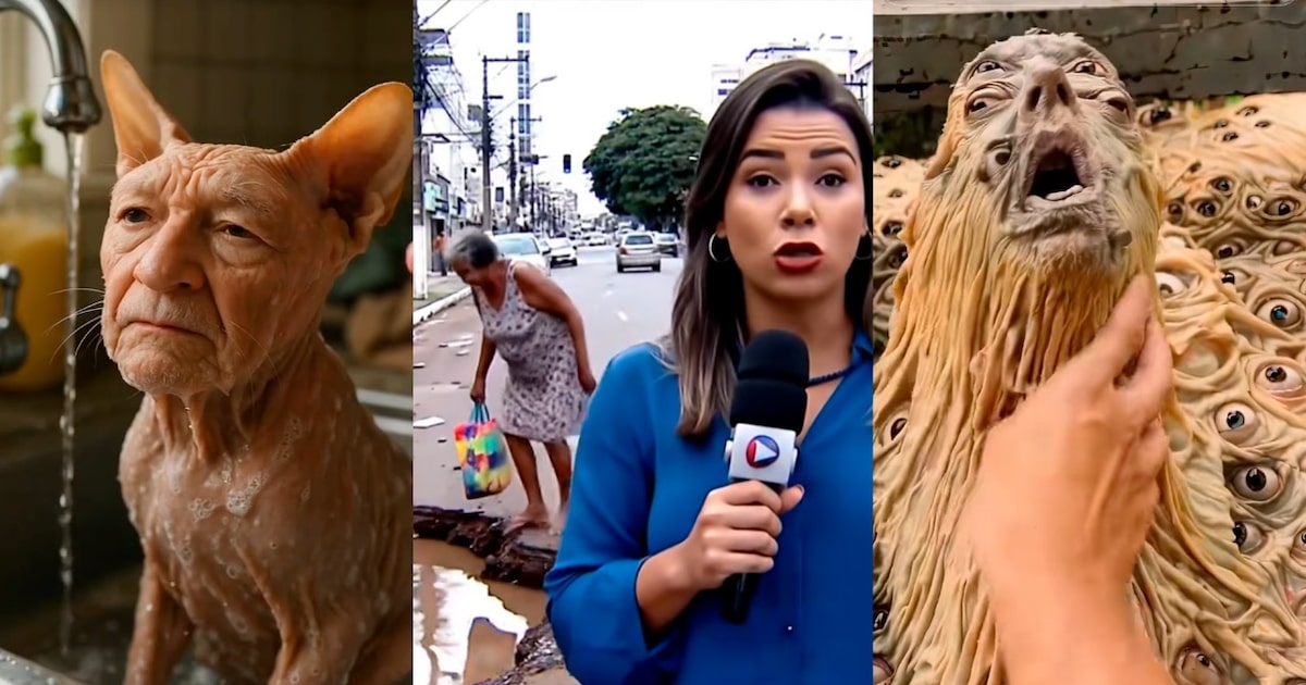 IA slop ameaça a internet e levanta preocupações sobre seu futuro Vídeos bizarros, toscos e repetitivos feitos em IA inundaram a internet (Foto: Reprodução/TikTok)