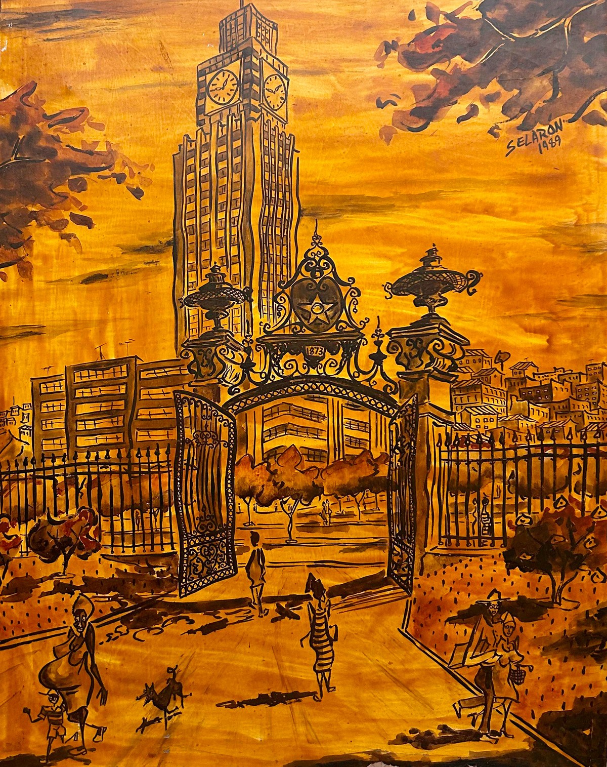 Exposição revela novas facetas de Selarón além da famosa escadaria da Lapa Obra de Jorge Selarón traz cores quentes, referências ao Rio e figuras recorrentes (Foto: Divulgação)
