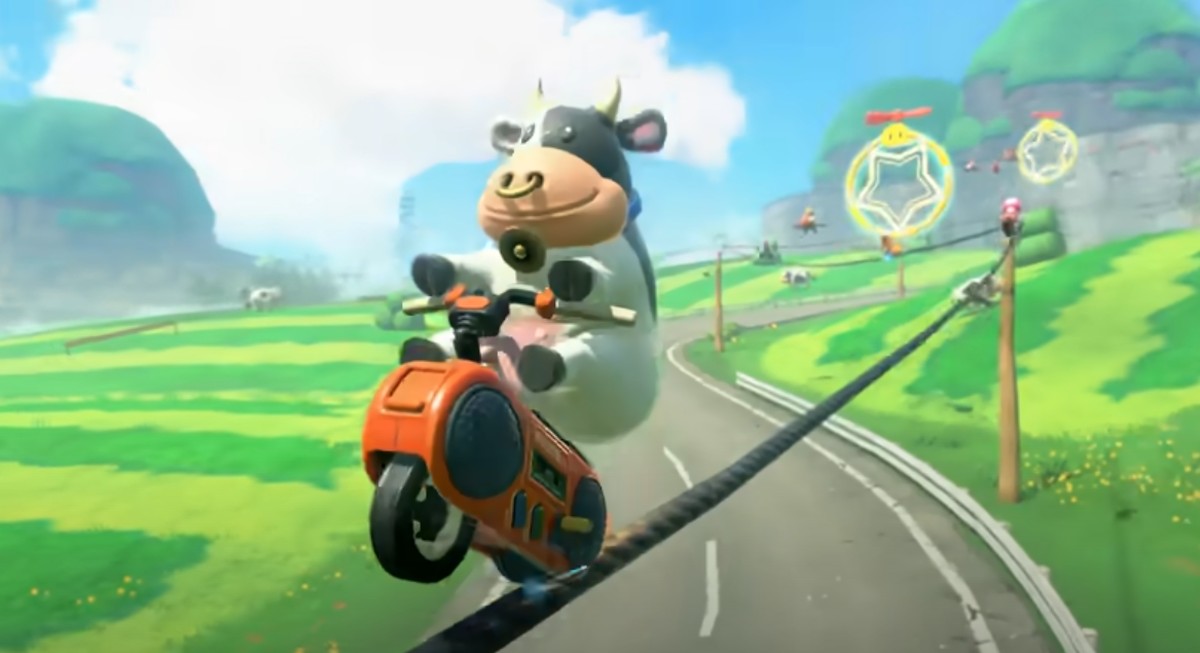 Vaca se torna a nova sensação da Nintendo e rouba a cena de Mário Cow, o novo personagem de 'Mario Kart' que conquistou os fãs do jogo (Foto: Reprodução)