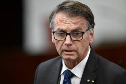 Jair Bolsonaro durante o interrogatório da trama golpista no STF. (Foto: Evaristo SA / AFP)