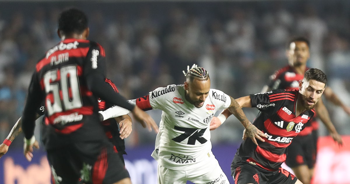 Santos surpreende Flamengo e conquista vitória crucial na luta contra o rebaixamento SANTOS X FLAMENGO - ESPORTES SANTOS X FLAMENGO CAMPEONATO BRASILEIRO - VILA BELMIRO - 16-07-2025-85 NA FOTO LANCE DO JOGO (Foto: Gilvan de Souza/Flamengo)