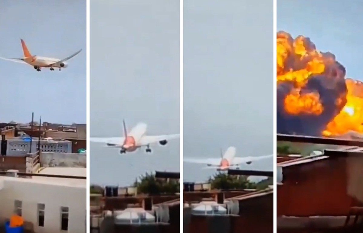 Avião com 242 pessoas cai durante decolagem na Índia (Foto: Reprodução/X)