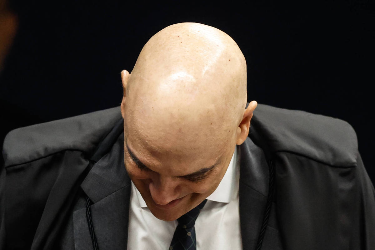 Ministro Alexandre de Moraes, do STF, em sessão da Primeira Turma do tribunal (Foto: Gabriela Biló - 5.ago.25/Folhapress)