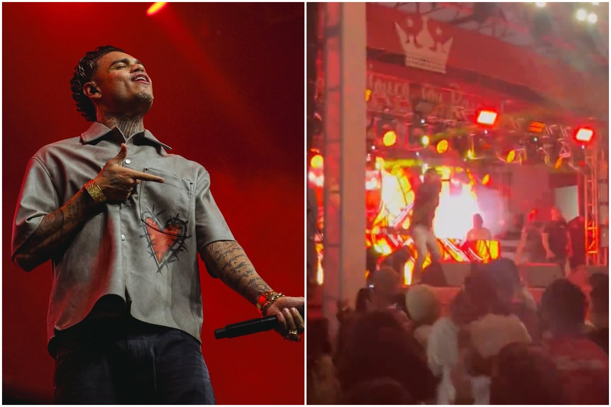 Vídeos mostram tumulto em show de MC Cabelinho na quadra da Viradouro, em Niterói (Foto: Reprodução / Instagram e X)