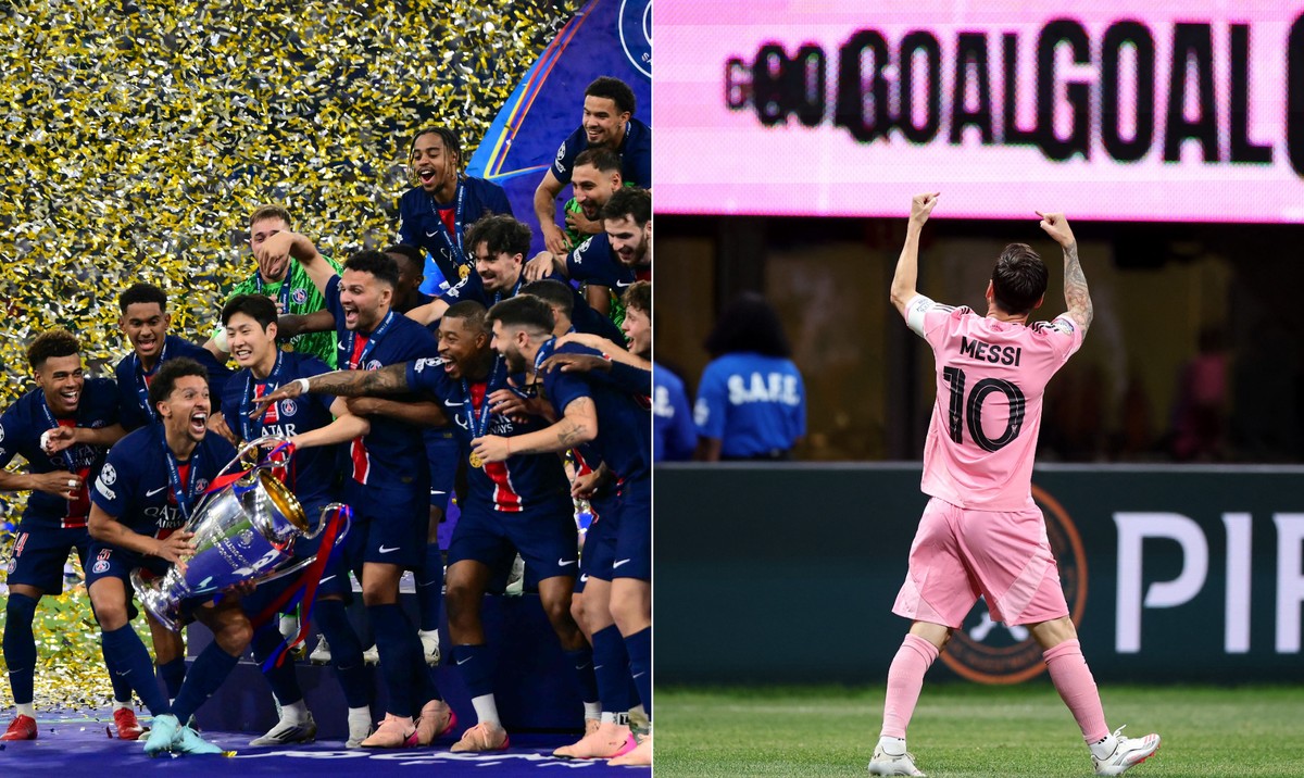 PSG enfrenta Messi no Mundial de Clubes após mudança de rota no mercado europeu Oitavas de final do Mundial terão PSG contra Inter Miami, de Messi (Foto: Marco BERTORELLO / AFP; ALEX GRIMM / GETTY IMAGES NORTH AMERICA / Getty Images via AFP)