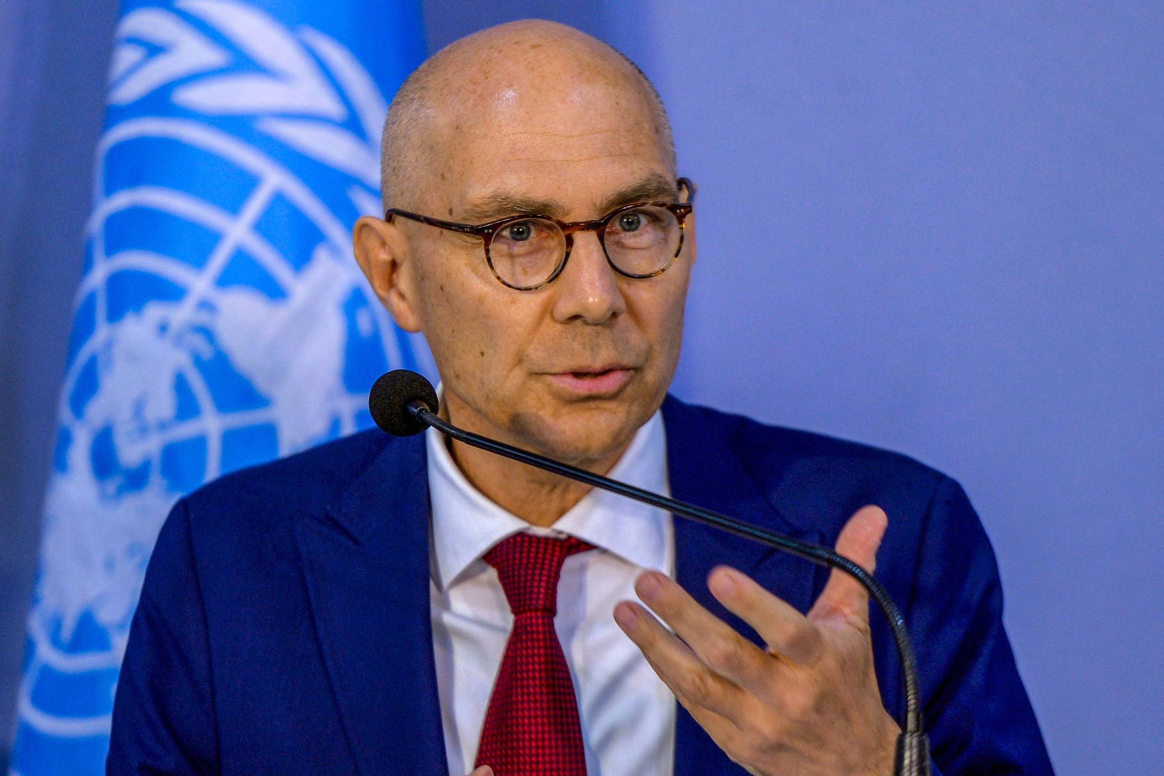 Venezuela considera chefe de direitos humanos da ONU persona non grata Alto comissário da ONU para os direitos humanos, Volker Türk, fala durante coletiva de imprensa em Colombo (Foto: AFP)