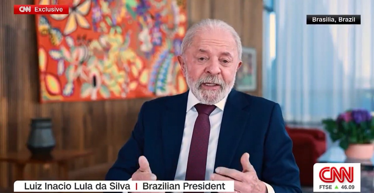 Brasil rejeita imposições de Trump e busca diálogo sobre tarifas comerciais O presidente Lula durante entrevista à rede de TV americana CNN (Foto: Reprodução)
