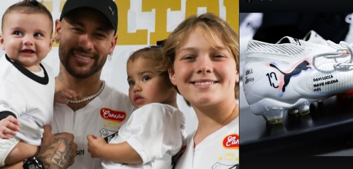 Neymar Jr. personaliza chuteira com nomes dos filhos (Foto: Reprodução Instagram)