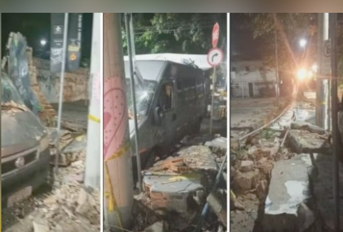 Muro desaba no CAp-UFRJ e aulas são suspensas devido a estrutura antiga da escola Muro desaba em colégio da UFRJ na Lagoa; não há feridos (Foto: Reprodução/redes sociais)