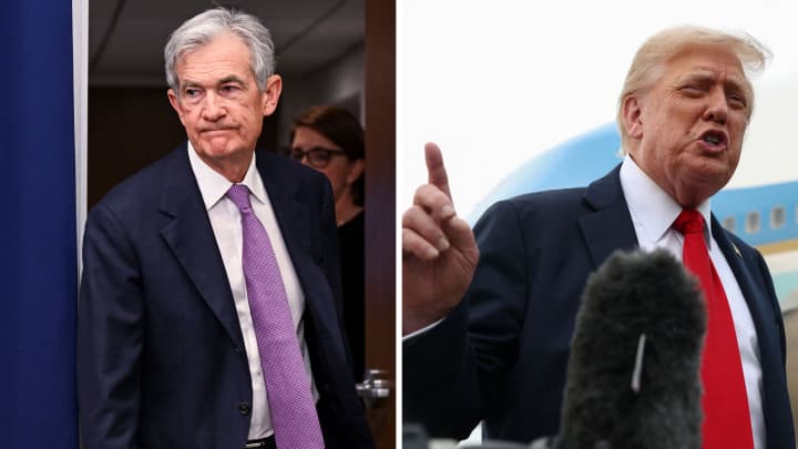Trump pode provocar crise ao tentar demitir o presidente do Fed, Jerome Powell Presidente dos EUA, Donald Trump, e o presidente do Federal Reserve, Jerome Powell. (Foto: Annabelle Gordon | Kevin Lamarque | Reuters)