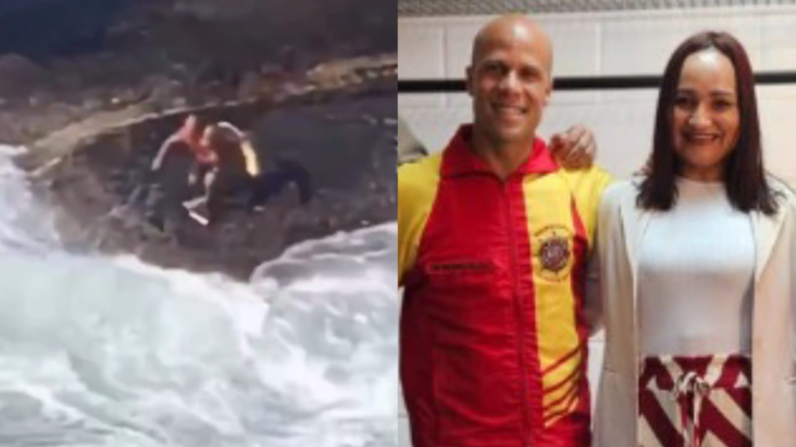 Bombeiro reza antes de resgatar mulher em mar agitado e salva sua vida Bombeiro reza antes de resgatar mulher em mar agitado e salva sua vida