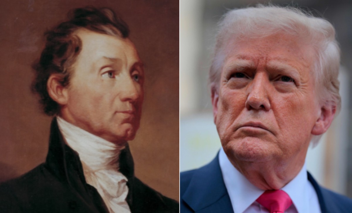 O ex-presidente americano James Monroe (1817 a 1825) e o atual, Donald Trump — Foto: Arquivo
