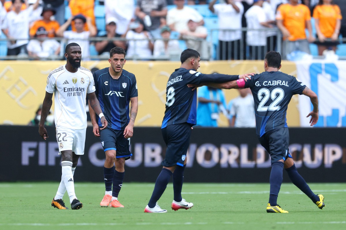FIFA investiga Pachuca e Gustavo Cabral por racismo em partida contra o Real Madrid Zagueiro do Real Madrid, Rudiger acusou Gustavo Cabral, do Pachuca, de racismo (Foto: Richard Pelham / GETTY IMAGES NORTH AMERICA / Getty Images via AFP)