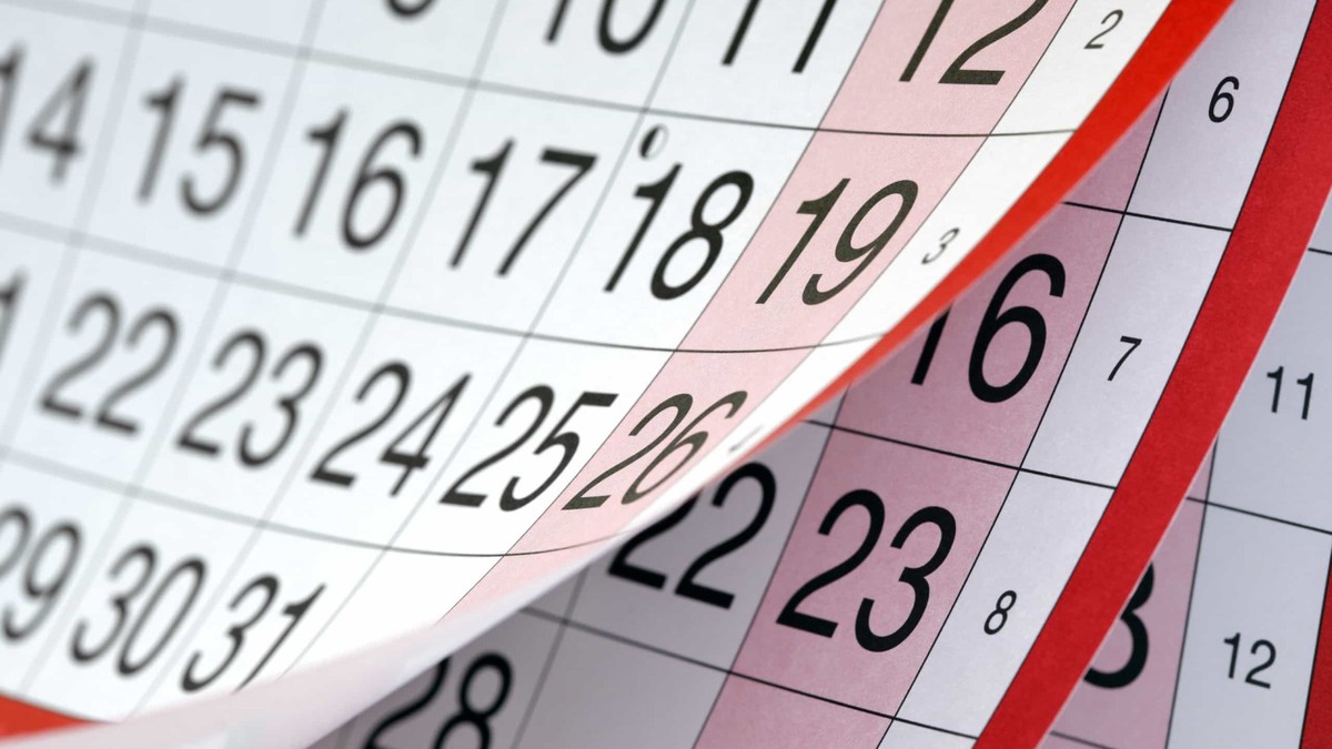 calendário feriados feriado folga — Foto: Shutterstock