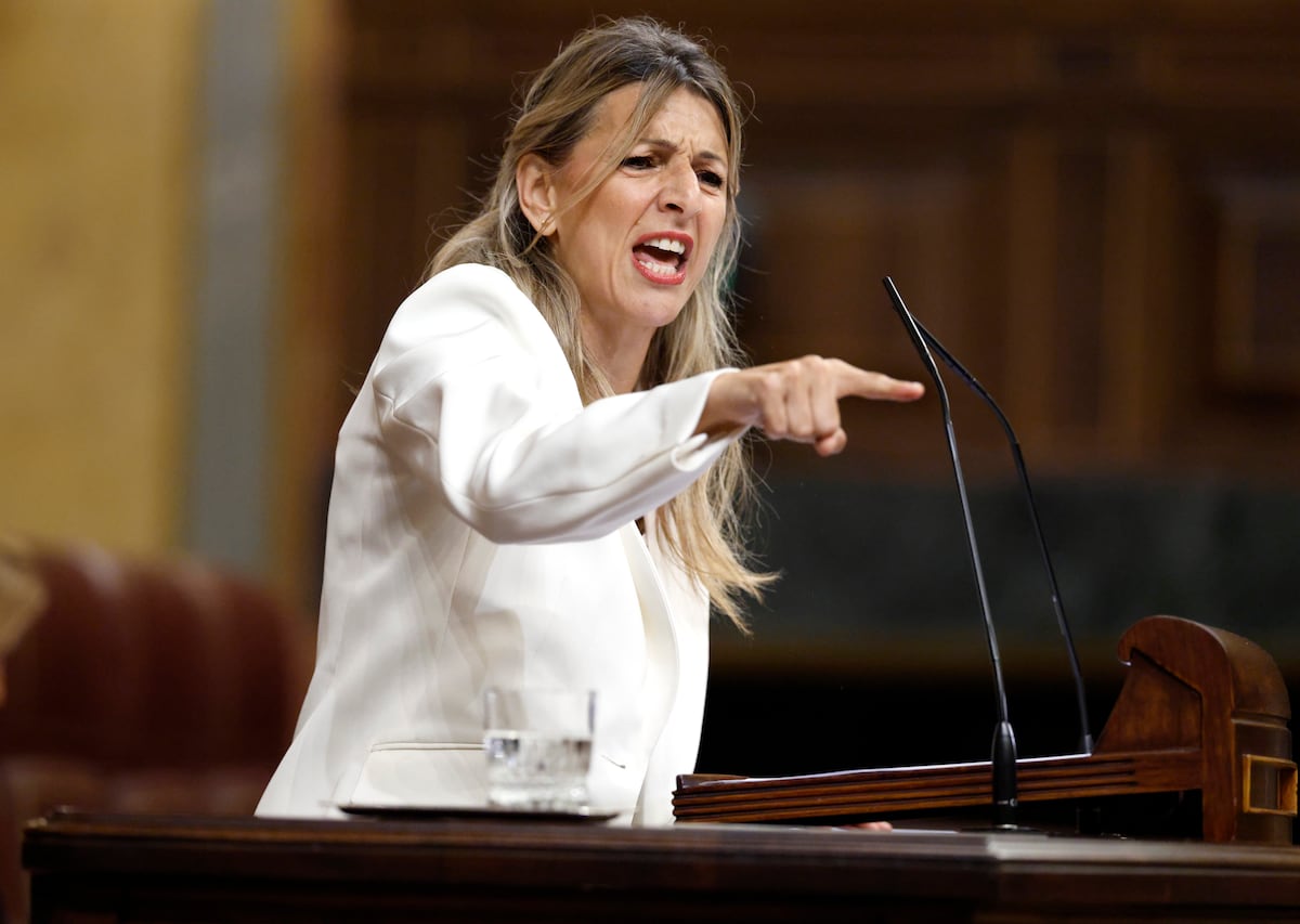 Yolanda Díaz apoia Sánchez e destaca angústia da cidadania progressista Yolanda Díaz, durante sua intervenção no plenário do Congresso. (Foto: Alvaro Garcia)