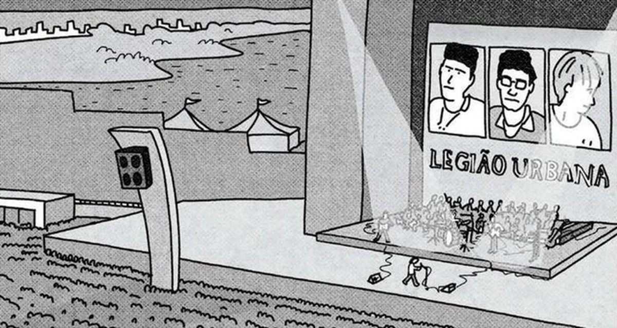 Marcelo Bonfá revela trajetória da Legião Urbana em nova HQ ilustrada A imagem da HQ 'Aminha banda preferida de todos os tempos', de Marcelo Bonfá (Foto: Reprodução)