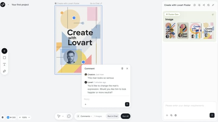 Aplicativo de design de IA Lovart, com sede em San Francisco, foi oficialmente lançado na quarta-feira, com foco em usuários da América do Norte. (Foto: Lovart)
