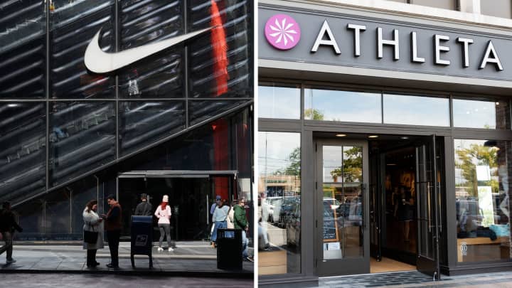 Nike perde líder do setor feminino da América do Norte para a Athleta Loja da Nike e da Athleta. (Foto: Kylie Cooper | Reuters | Michael Brochstein | SOPA Images | LightRocket | Getty Images)