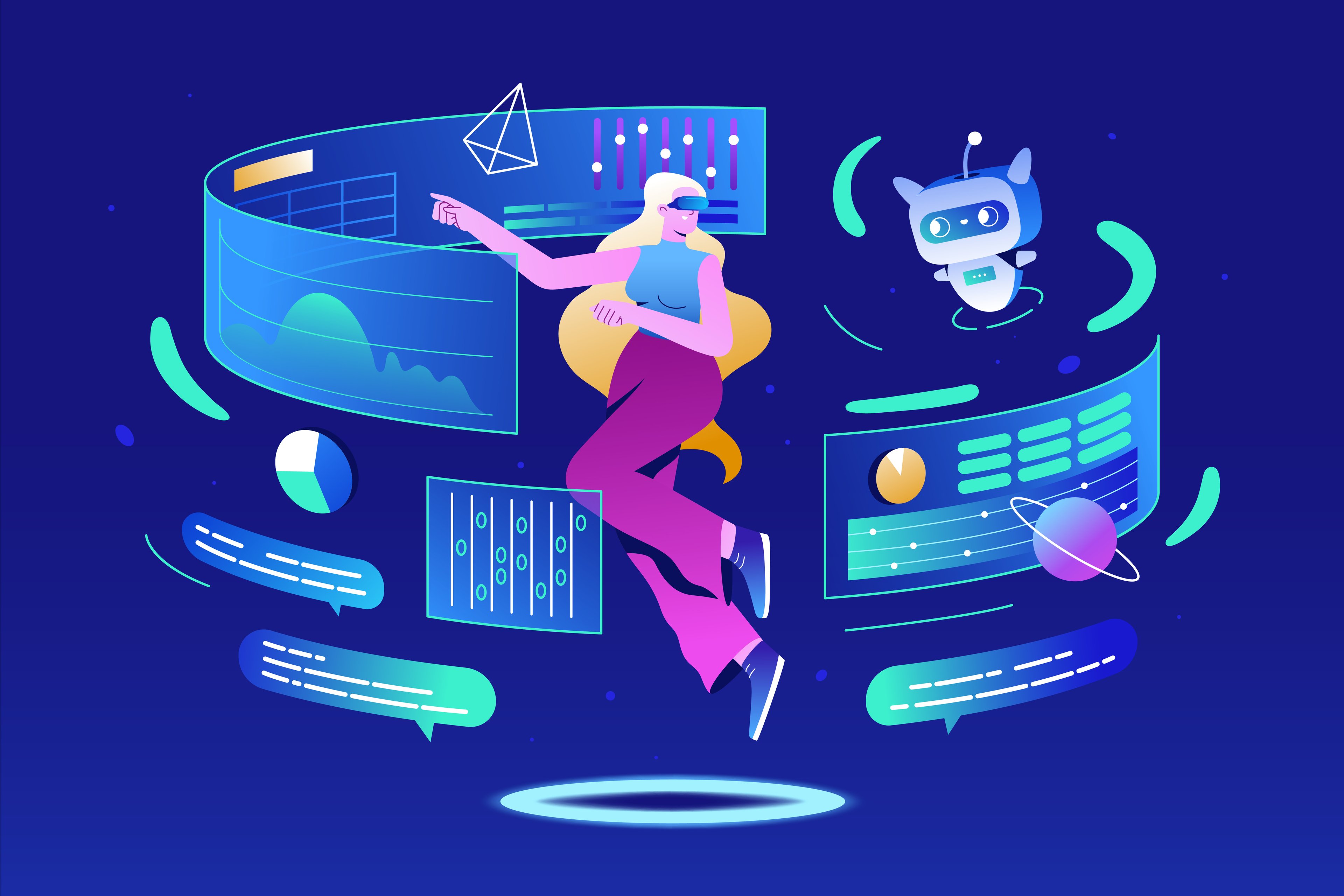 A nova era da inteligência artificial exige habilidades além dos prompts nas empresas Mulher com inteligência artificial (Foto: Freepik)