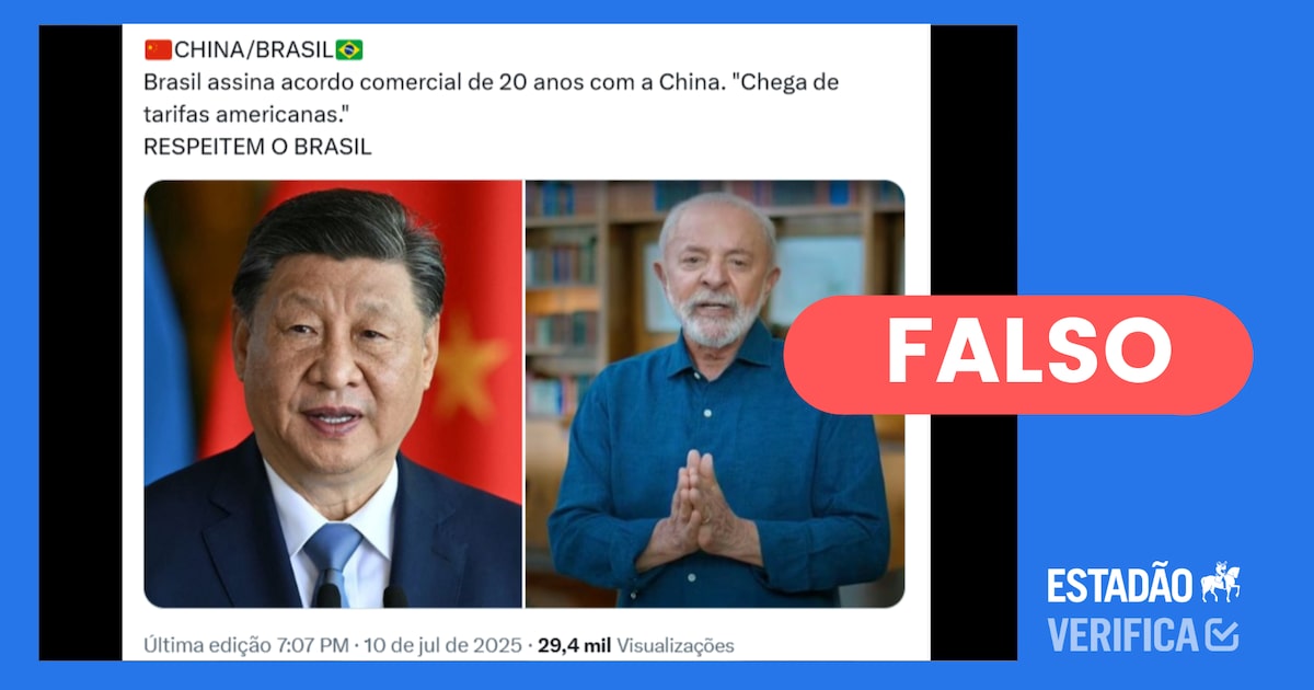 Brasil e China desmentem boatos sobre acordo comercial após tarifas de Trump Brasil e China não firmaram acordo após tarifaço de Trump. (Foto: Reprodução/X)