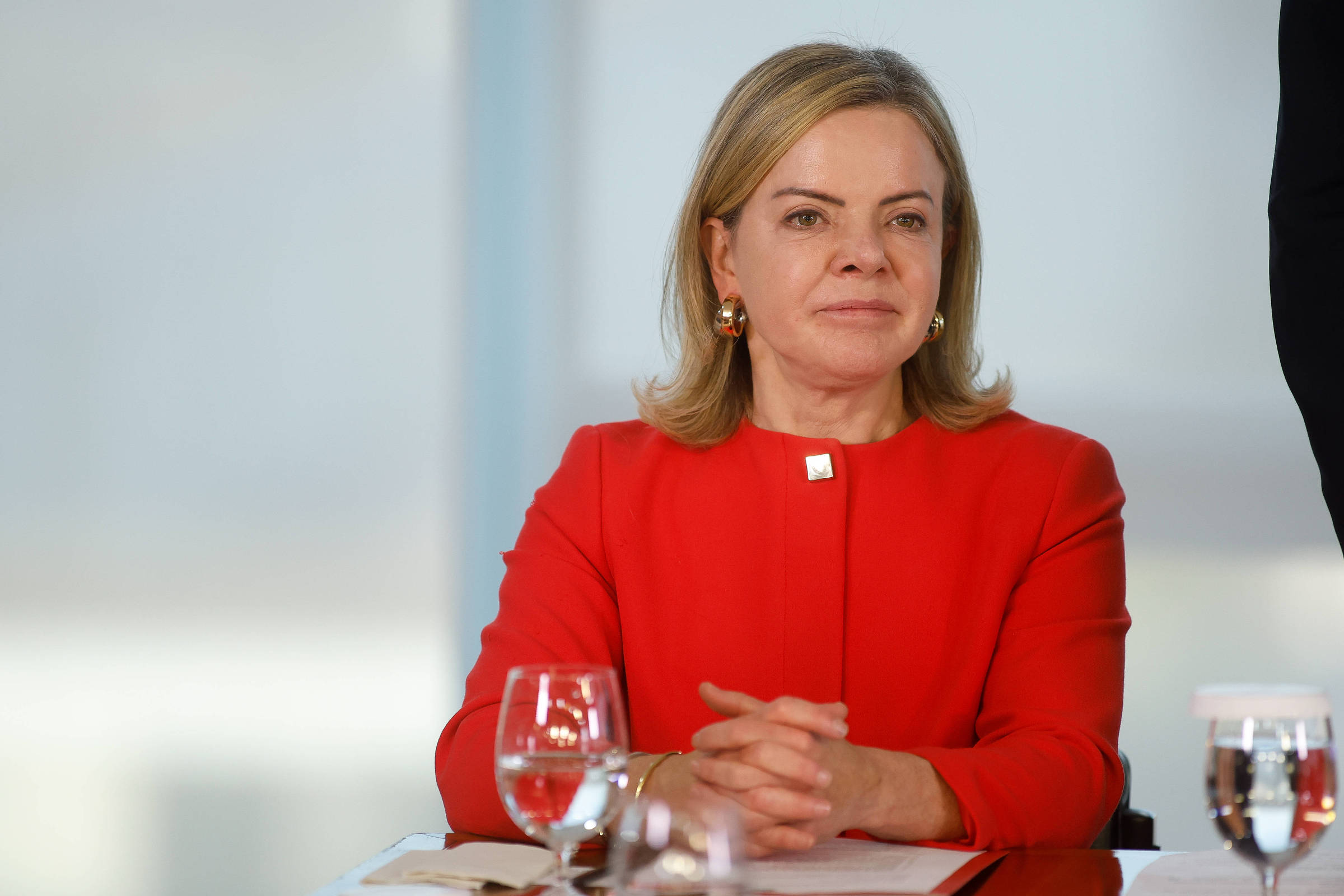 Ministra Gleisi Hoffmann (Relações Institucionais) no Palácio do Planalto (Foto: Pedro Ladeira - 22.jul.25/Folhapress)