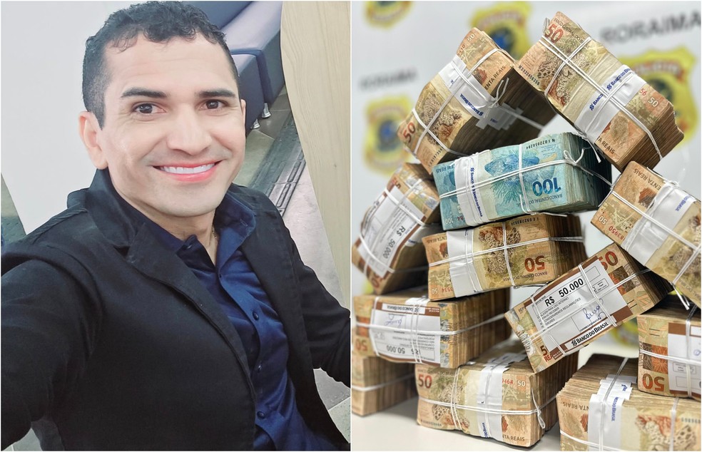 Assessor parlamentar Jackson Renei Aquino de Souza foi flagrado pela PF com R$ 700 mil em espécie (Foto: Reprodução/Facebook e Divulgação/PF)