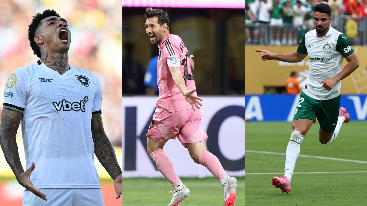 Times sul-americanos mantêm invencibilidade e superam europeus no Mundial de Clubes Igor Jesus, do Botafogo; Lionel Messi, do Inter Miami e Flaco López, do Palmeiras (Foto: YURI CORTEZ / AFP; ALEX GRIMM / GETTY IMAGES NORTH AMERICA / Getty Images via AFP; FRANCK FIFE / AFP)