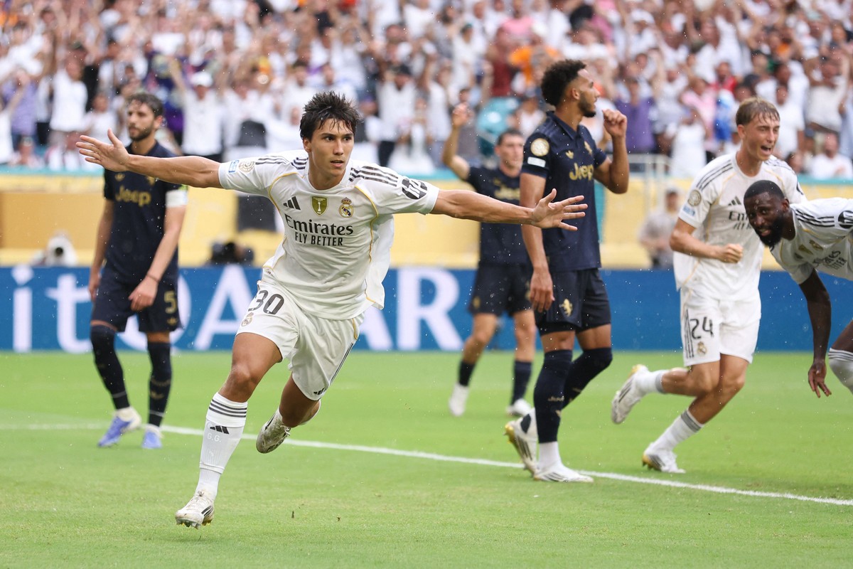 Gonzalo García brilha no Real e é parente de atriz de Hollywood Gonzalo García faz gol em Real Madrid x Juventus (Foto: Megan Briggs / GETTY IMAGES NORTH AMERICA / Getty Images via AFP)