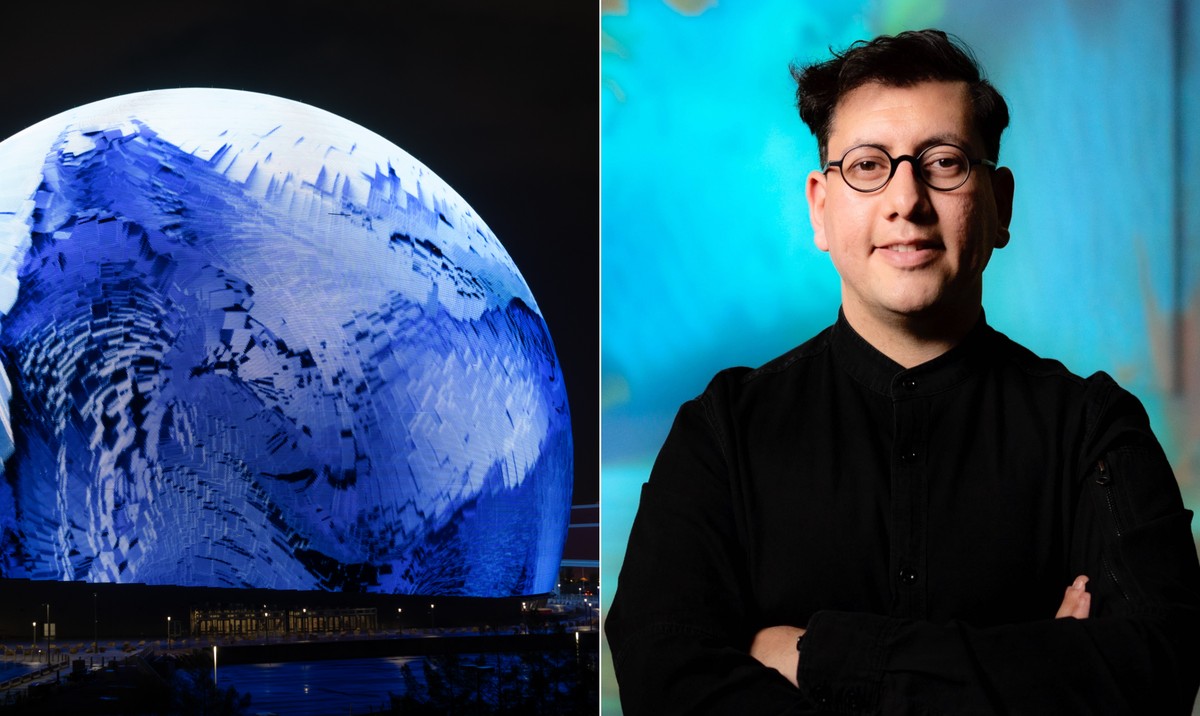 Refik Anadol e The Sphere, em Las Vegas: criações baseadas em algoritmos e dados (Foto: Efsun Erkiliç)