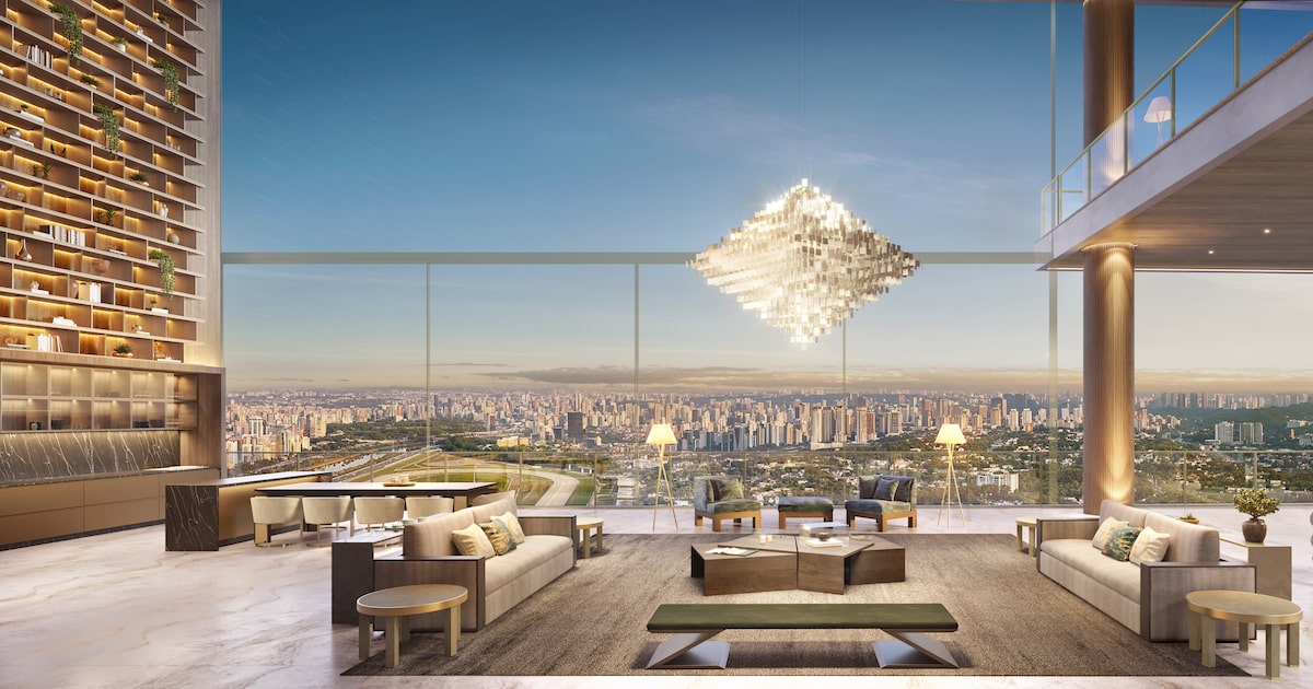 Cyrela Vista by Armani/Casa, com duas torres e apartamentos de 348 a 883 metros quadrados e 206 metros de altura, é o segundo residencial mais alto lançado na cidade de São Paulo (Foto: Cyrela/Divulgação)