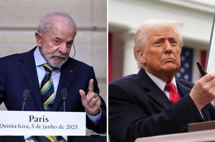 Presidentes Lula e Donald Trump. Fotos: Christophe Petit Tensson e Andrew Harnik/AFP.