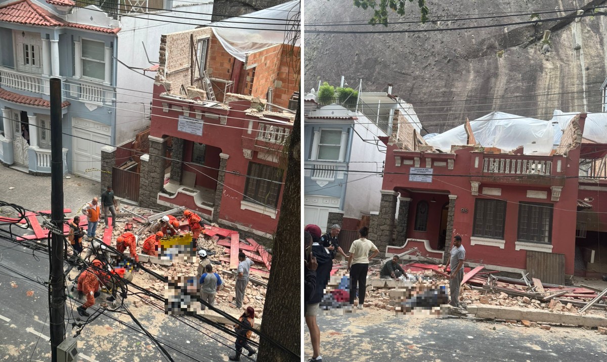 Desabamento na Urca deixa três feridos e mobiliza equipes de resgate Desabamento na Urca, Zona Sul do Rio, deixa três pessoas feridas (Foto: Reprodução)