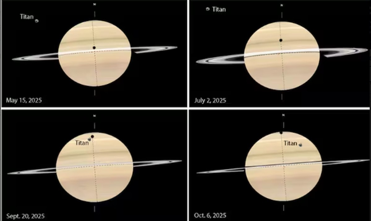 Sombra de Titã em Saturno (Foto: Sky & Telescope)