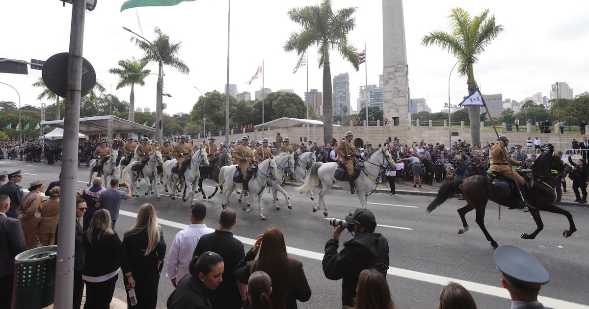 Tradicional desfile cívico-militar no Obelisco do Ibirapuera, na zona sul, em homenagem aos 93 anos do Dia da Revolução Constitucionalista de 1932, aconteceu manhã desta quarta-feira. (Foto: Tiago Queiroz/Estadao)
