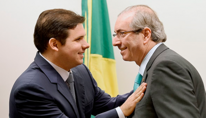 Hugo Motta e Eduardo Cunha. (Foto: Evaristo Sá/AFP)