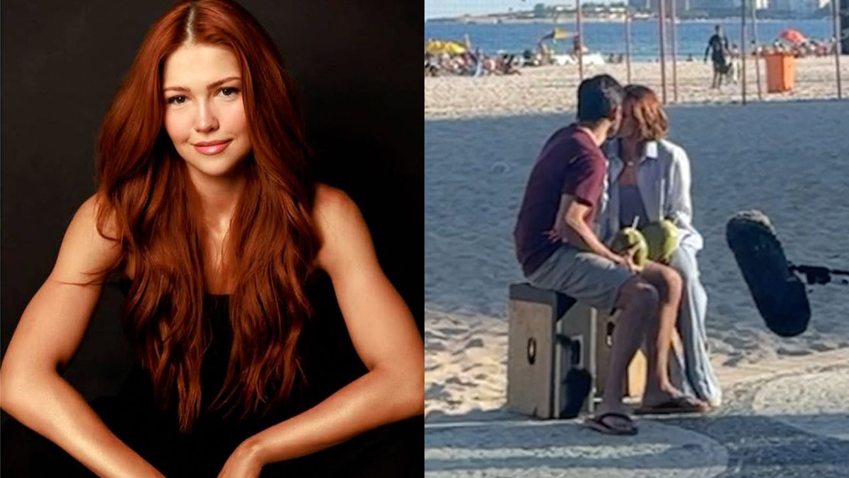 Letícia Augustin e Bruno Gissoni gravam cena de beijo em praia do Leme e viralizam Durante a sequência, que envolvia um beijo apaixonado à beira-mar, os dois atores chamaram a atenção de fãs e curiosos que acompanhavam as gravações bem de perto — Foto: Divulgação