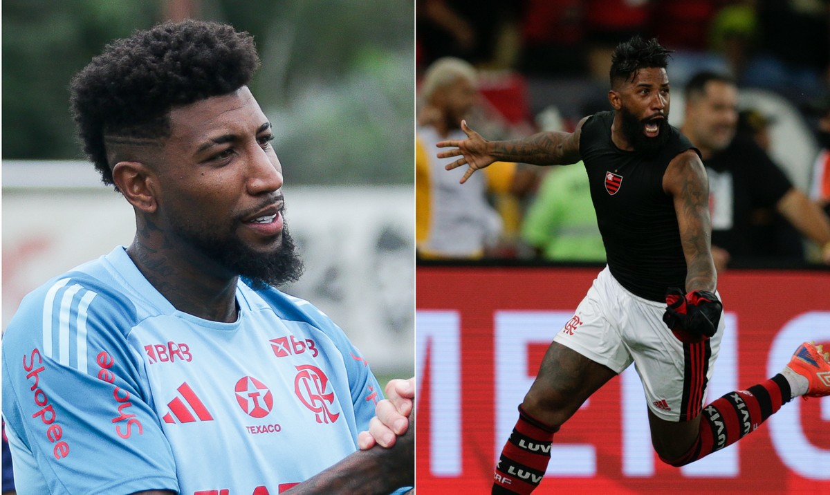 Torcedores comparam Emerson Royal com Rodinei — Foto: Gilvan de Souza/Flamengo e Alexandre Cassiano