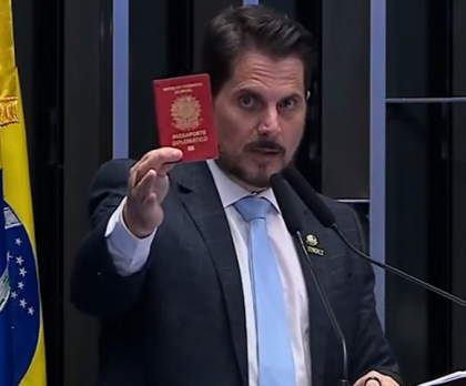 Senador Marcos do Val usou a tribuna do Senado Federal para desafiar Alexandre de Moraes. (Foto: Reprodução TV Senado)