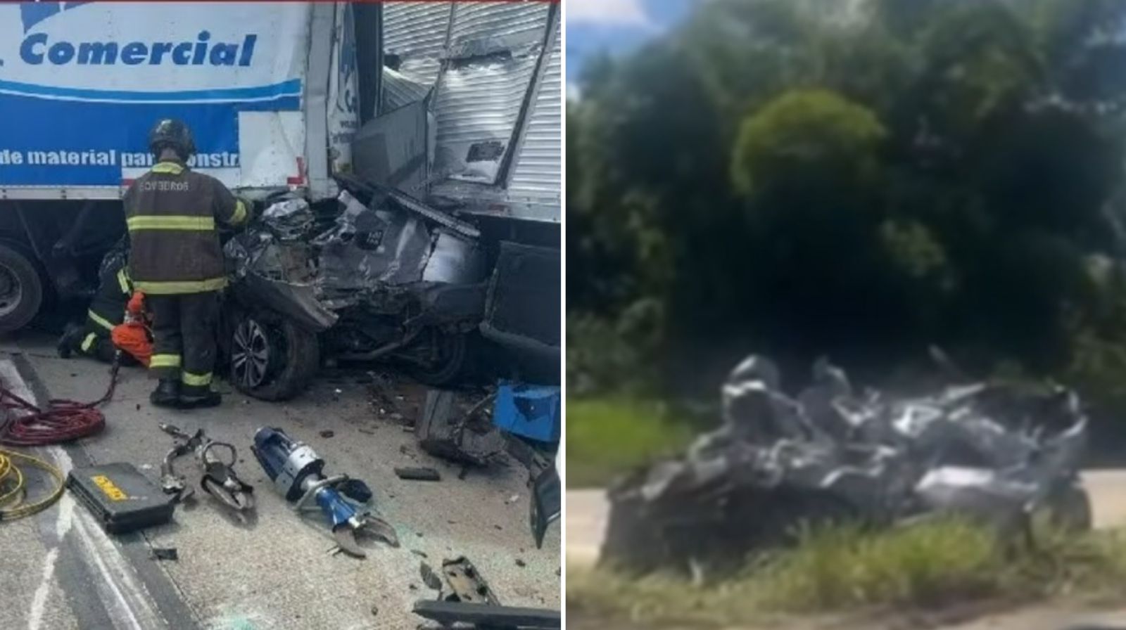 Família sobrevive a grave acidente em Alagoas e considera um 'milagre' Veículo da família após o acidente. (Foto: Corpo de Bombeiros de Alagoas/Redes Sociais)