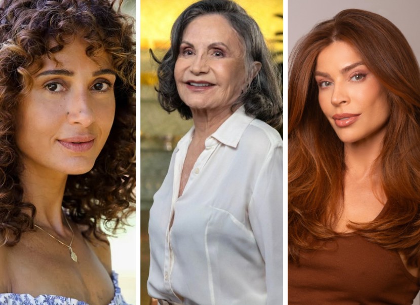 Veteranos retornam às novelas da Globo em movimento oposto na televisão brasileira Camila Pitanga, Rosamaria Murtinho e Grazi Massafera (Foto: Reprodução)
