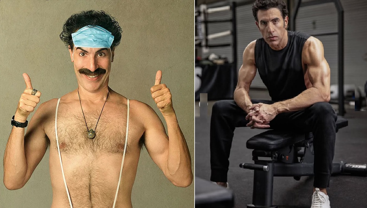 Ator de ‘Borat’ surpreende com transformação física para filme da Marvel A mudança física de Sacha Baron Cohen (Foto: Reprodução)