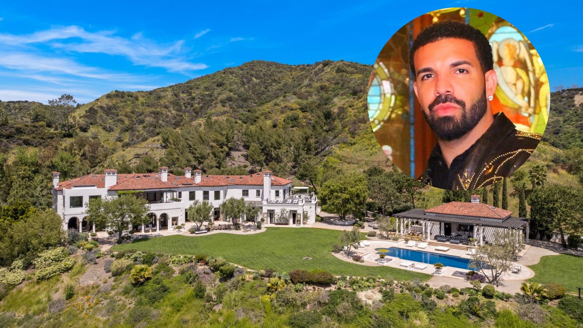 Drake reduz preço de mansão de meio bilhão em R$ 50 milhões sem comprador Drake dá desconto de R$ 50 milhões em mansão de meio bilhão sem comprador (Foto: The Beverly Hills Estates e Reprodução/Instagram)