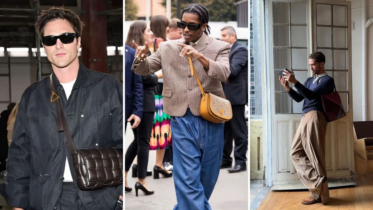 Homens adotam bolsas femininas de grife e transformam tendências de moda Jacob Elordi, ASAP Rocky e João Guilherme (Foto: Reprodução)