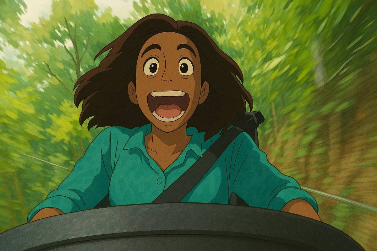 Imagem feita usando a inteligência artificial da OpenAI aplica o estilo do Studio Ghibli a uma foto da jornalista Gloria Maria (Foto: Reprodução)